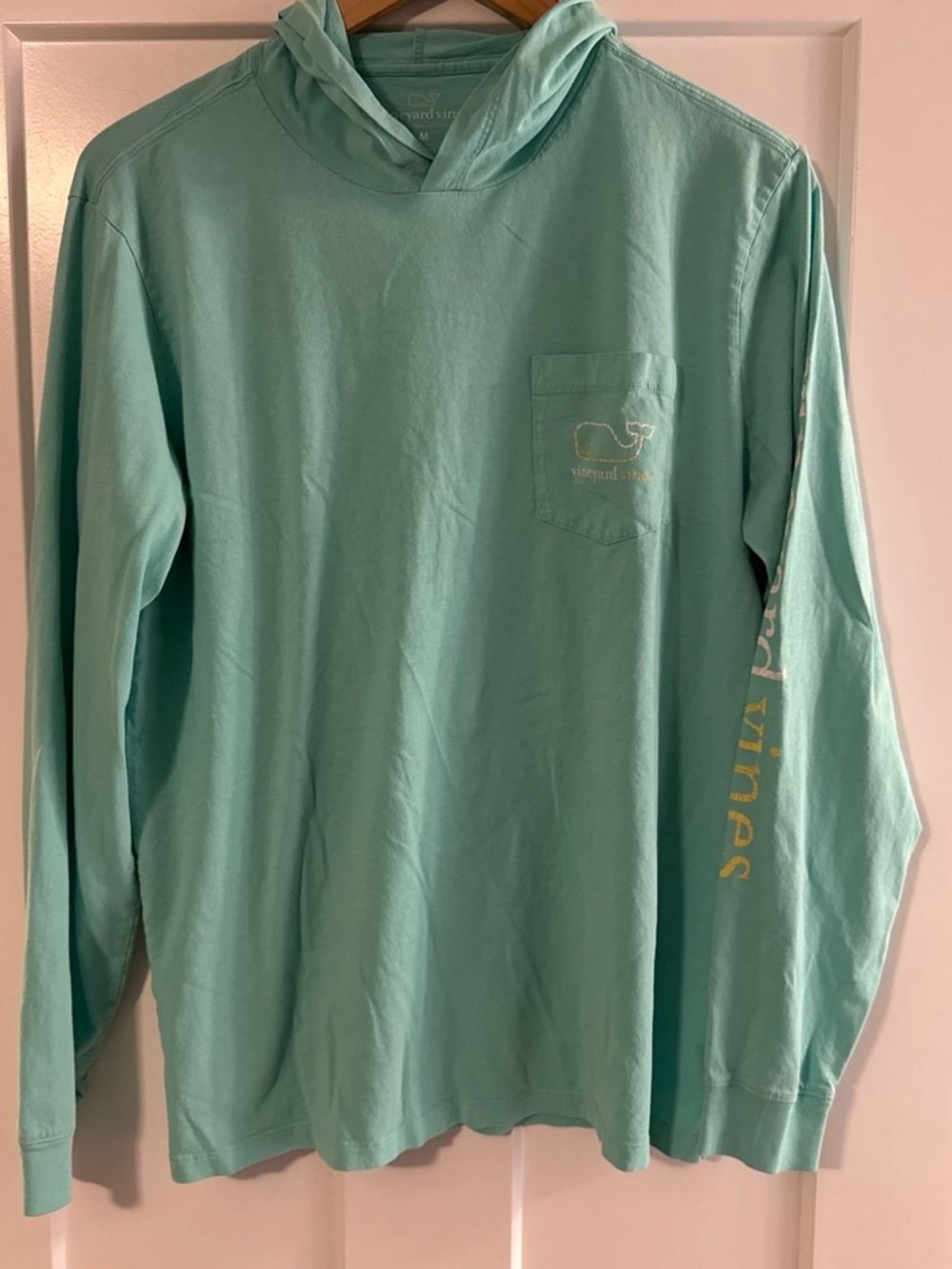 Vineyard Vines Men’s Hooded Long-Sleeve Tee in Seafoam Green